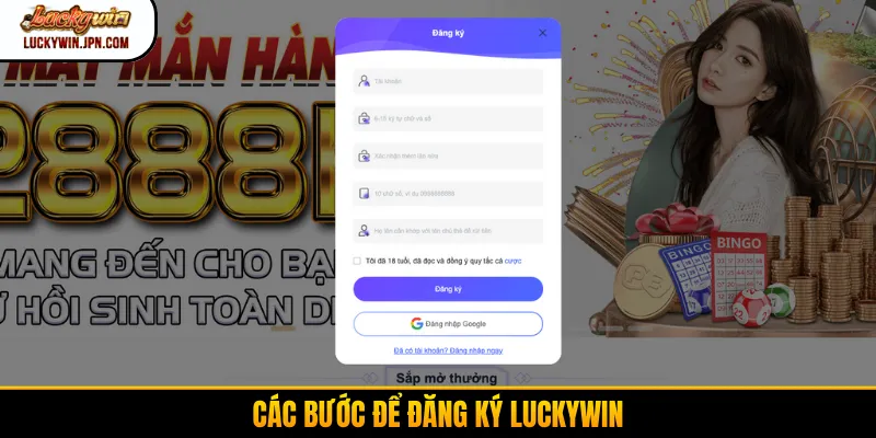 Các bước để đăng ký Luckywin