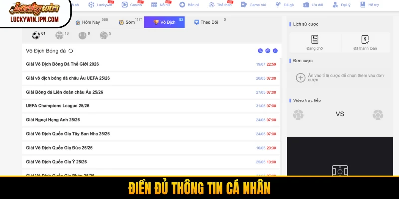 Điền đủ thông tin cá nhân