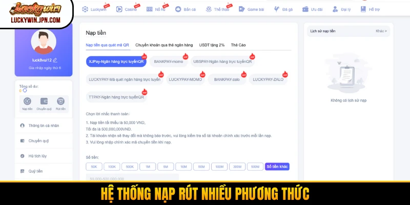 Hệ thống nạp rút nhiều phương thức